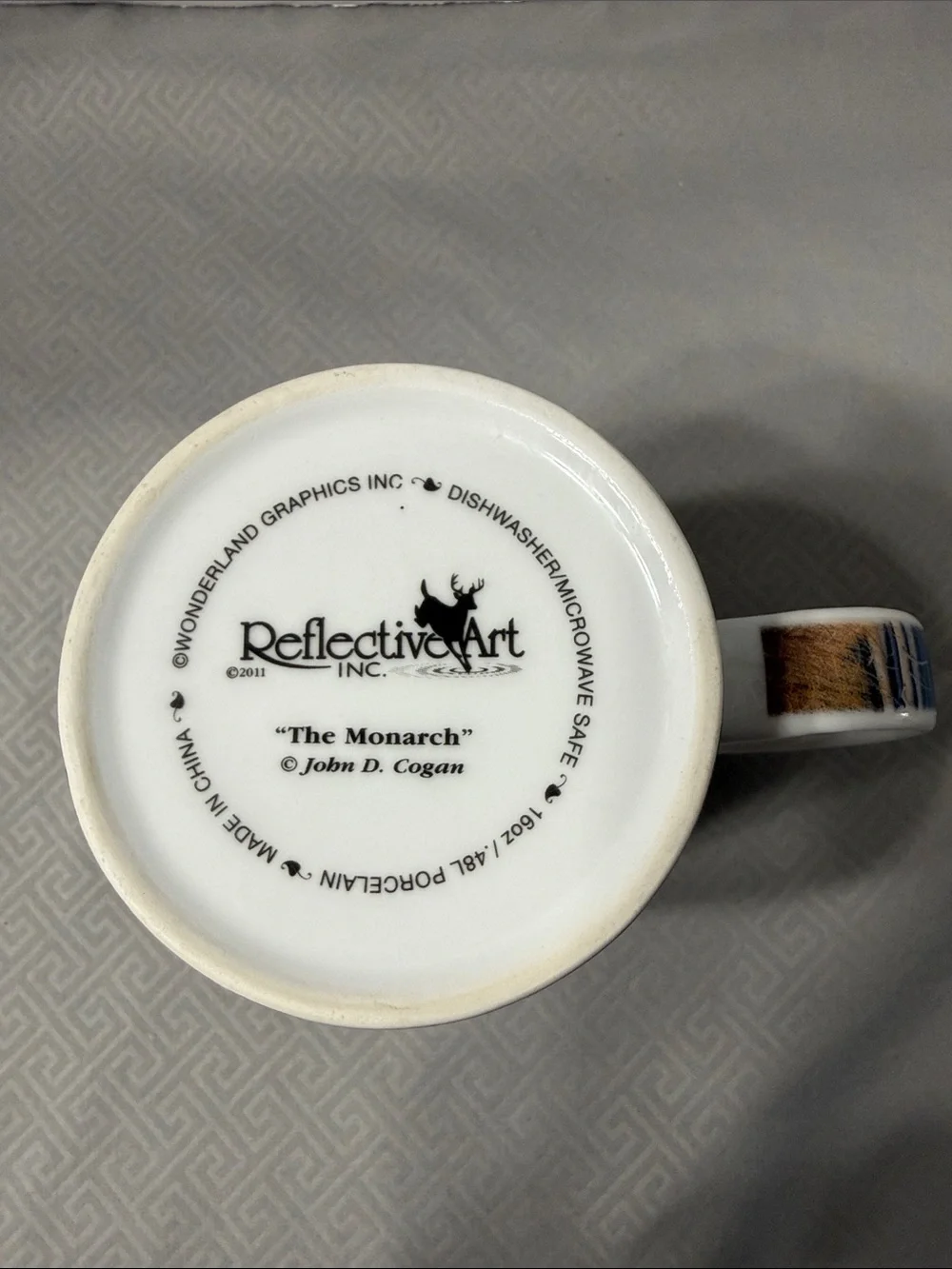 Reflective Art “The Monarch” Wildlife Moose Porcelain Coffee Mug Green & Brown